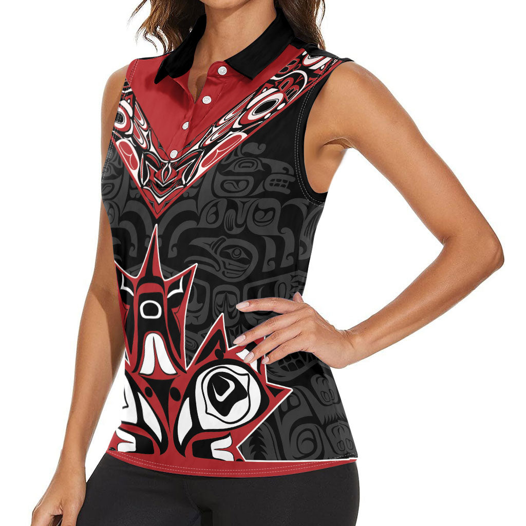 Canada Indigenous Heritage Personalized Women Sleeveless Polo Shirt First Nations Inuit Metis Pride