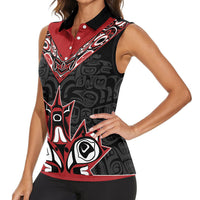 Canada Indigenous Heritage Personalized Women Sleeveless Polo Shirt First Nations Inuit Metis Pride