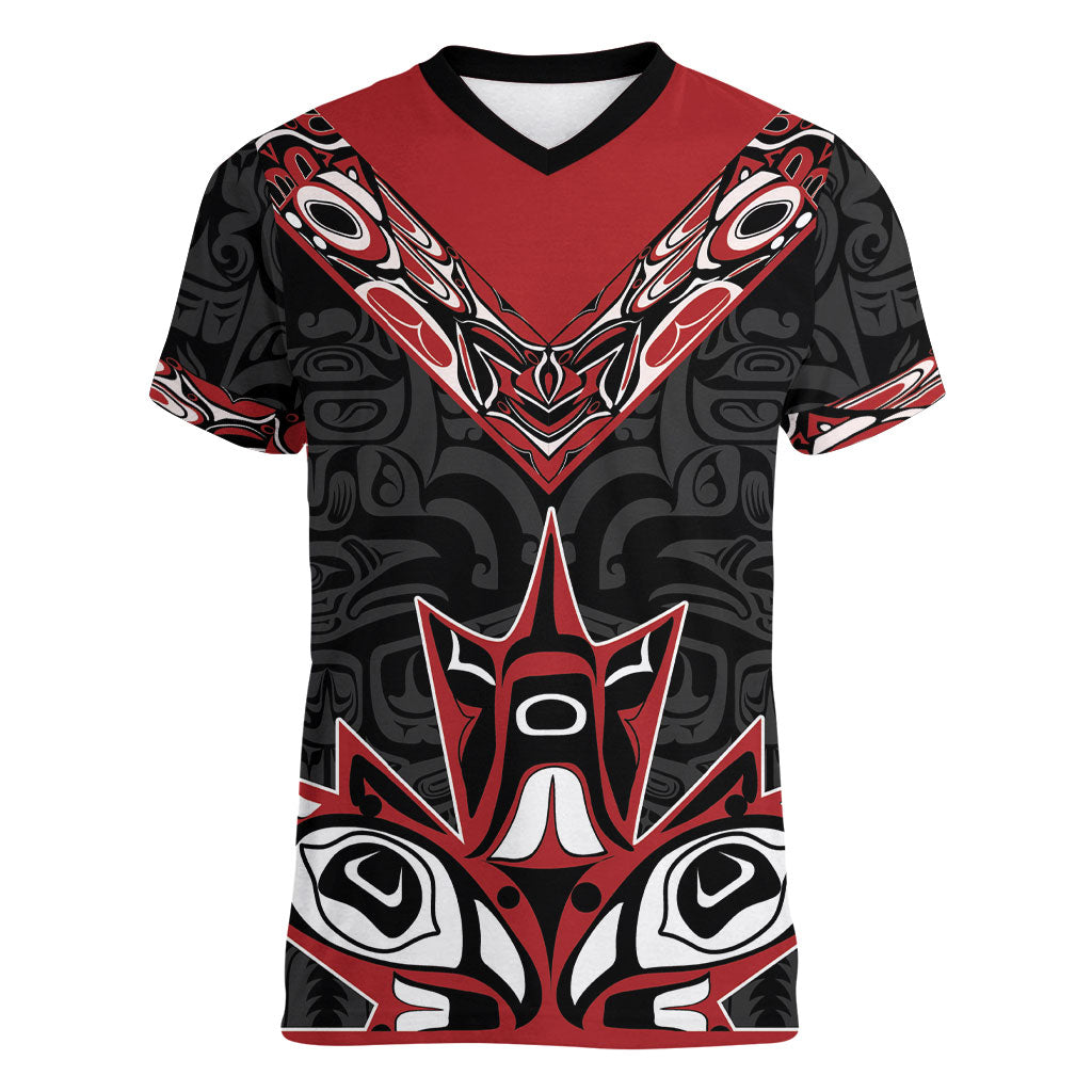 Canada Indigenous Heritage Personalized Women V-Neck T-Shirt First Nations Inuit Metis Pride