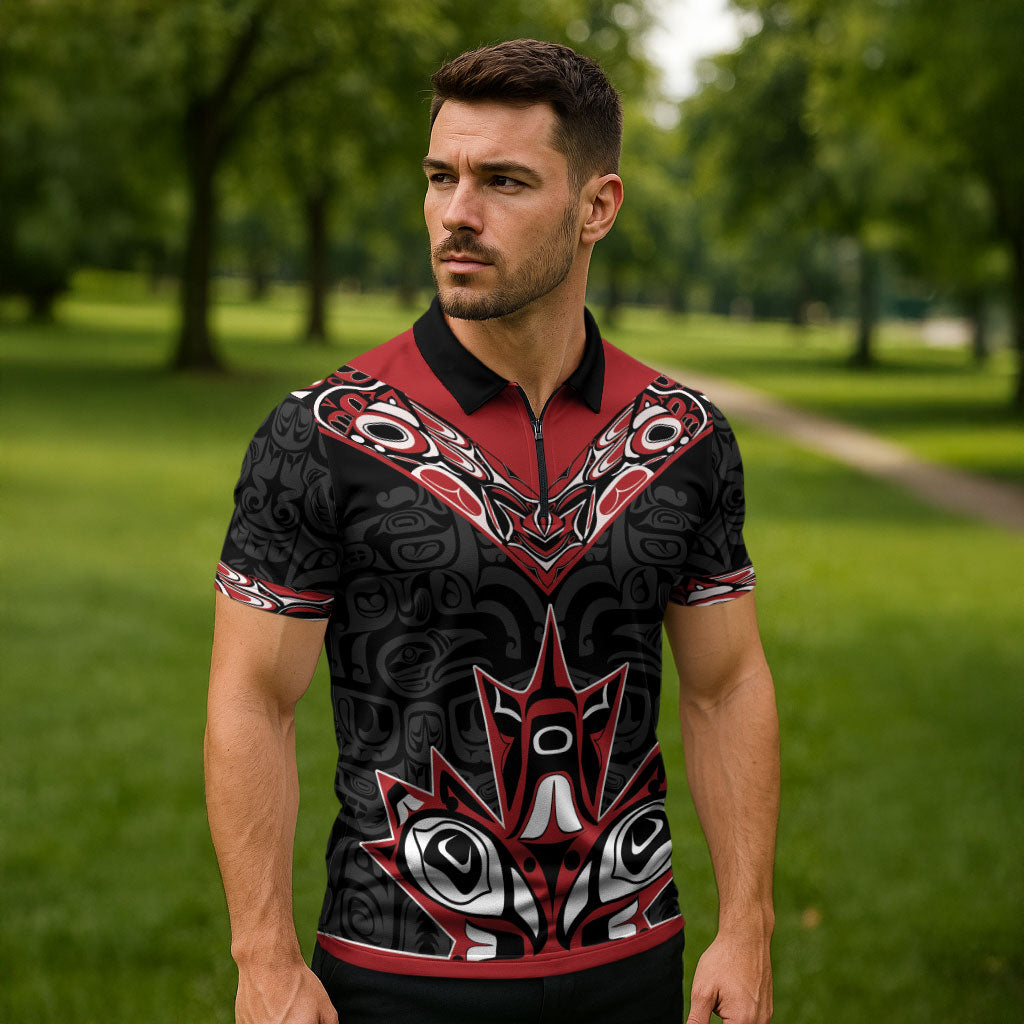 Canada Indigenous Heritage Personalized Zipper Polo Shirt First Nations Inuit Metis Pride