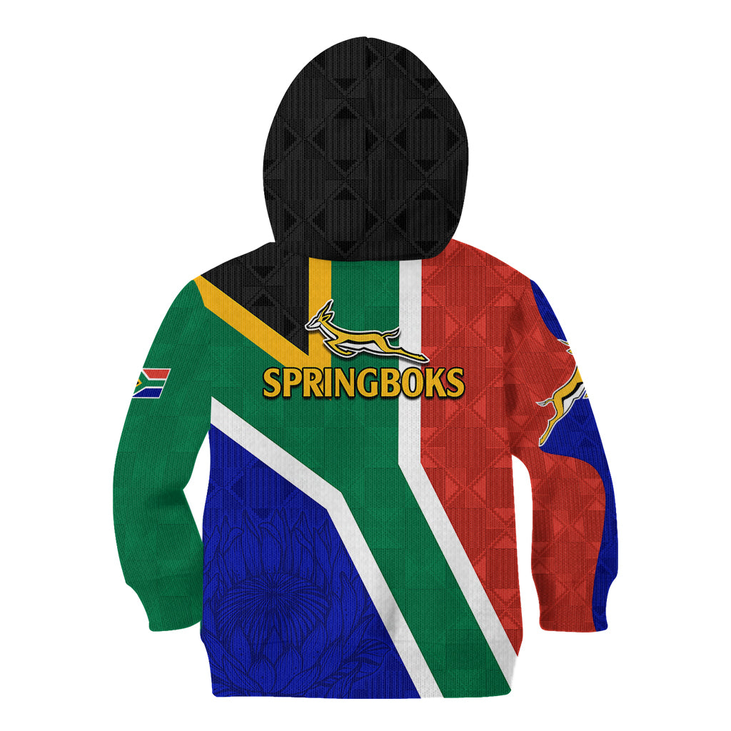 South Africa Springboks Kid Hoodie with Kente Pattern and South African Flag - Wonder Print Shop