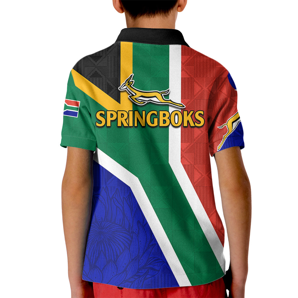 South Africa Springboks Kid Polo Shirt with Kente Pattern and South African Flag - Wonder Print Shop