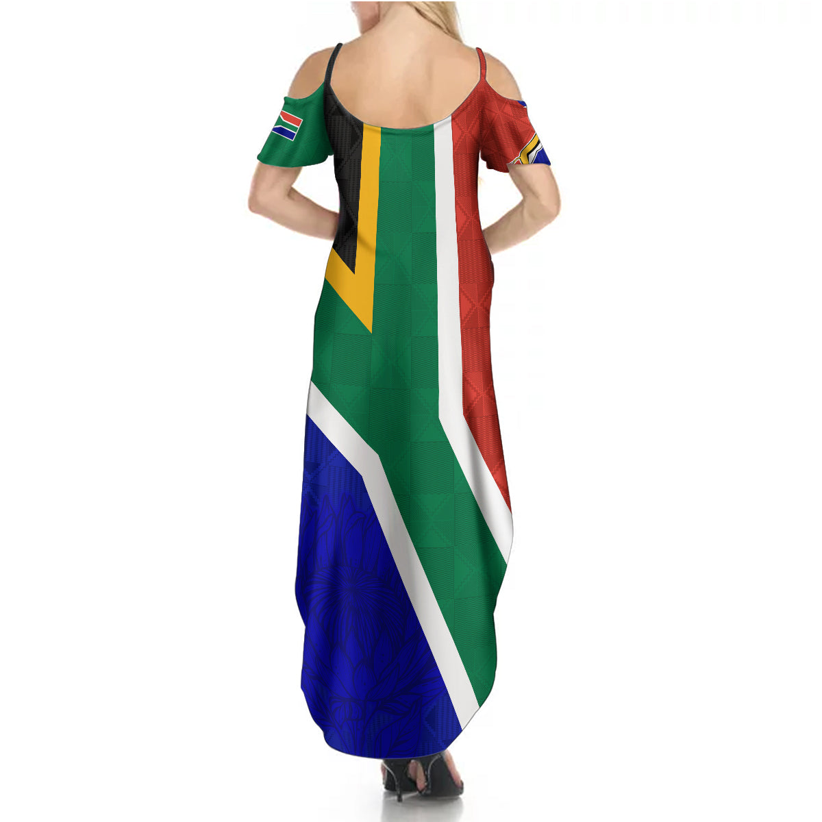 South Africa Springboks Summer Maxi Dress with Kente Pattern and South African Flag - Wonder Print Shop