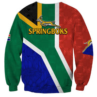 South Africa Springboks Sweatshirt with Kente Pattern and South African Flag - Wonder Print Shop