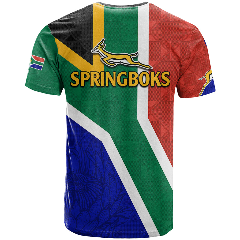 South Africa Springboks T Shirt with Kente Pattern and South African Flag - Wonder Print Shop