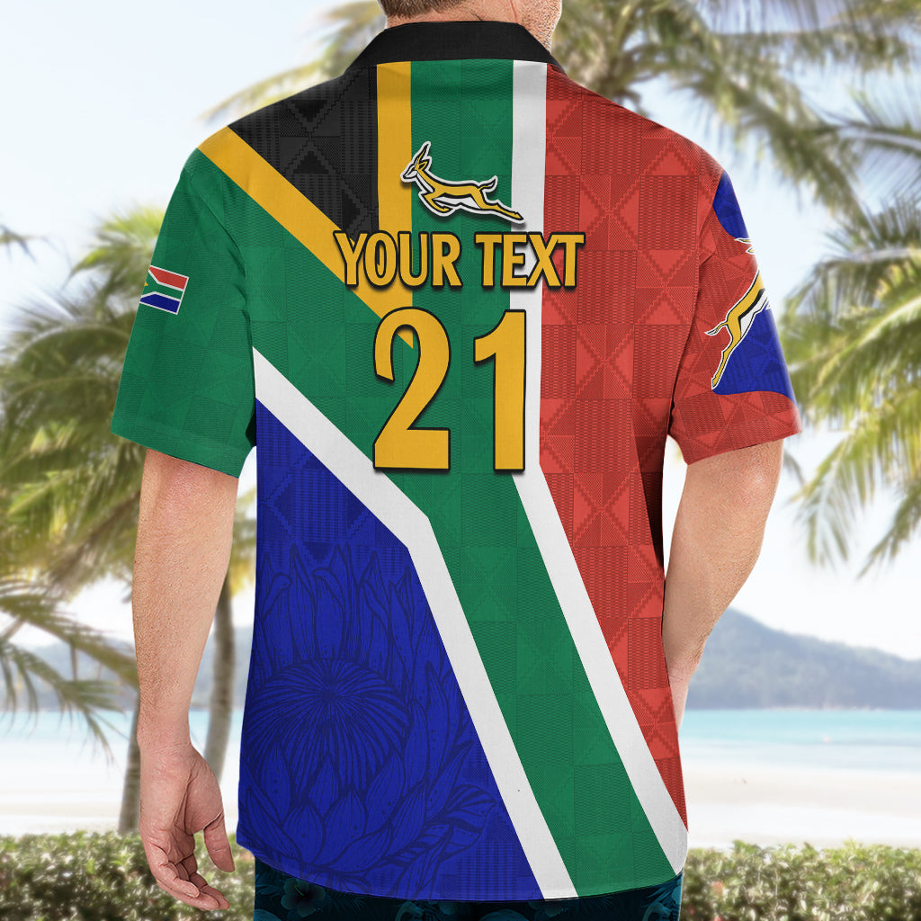 Custom South Africa Springboks Hawaiian Shirt with Kente Pattern and South African Flag - Wonder Print Shop