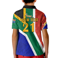 Custom South Africa Springboks Kid Polo Shirt with Kente Pattern and South African Flag - Wonder Print Shop