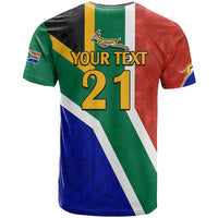 Custom South Africa Springboks T Shirt with Kente Pattern and South African Flag - Wonder Print Shop