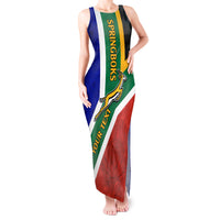 Custom South Africa Springboks Tank Maxi Dress with Kente Pattern and South African Flag - Wonder Print Shop