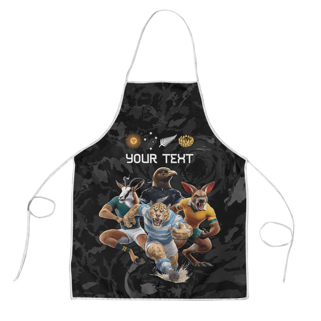 Custom Rugby Southern Hemisphere Apron Argentina AUNZ South Africa Mascot Black - Wonder Print Shop