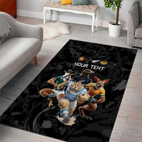 Custom Rugby Southern Hemisphere Area Rug Argentina AUNZ South Africa Mascot Black - Wonder Print Shop