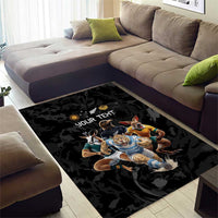 Custom Rugby Southern Hemisphere Area Rug Argentina AUNZ South Africa Mascot Black - Wonder Print Shop