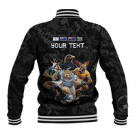 Custom Rugby Southern Hemisphere Baseball Jacket Argentina AUNZ South Africa Mascot Black - Wonder Print Shop
