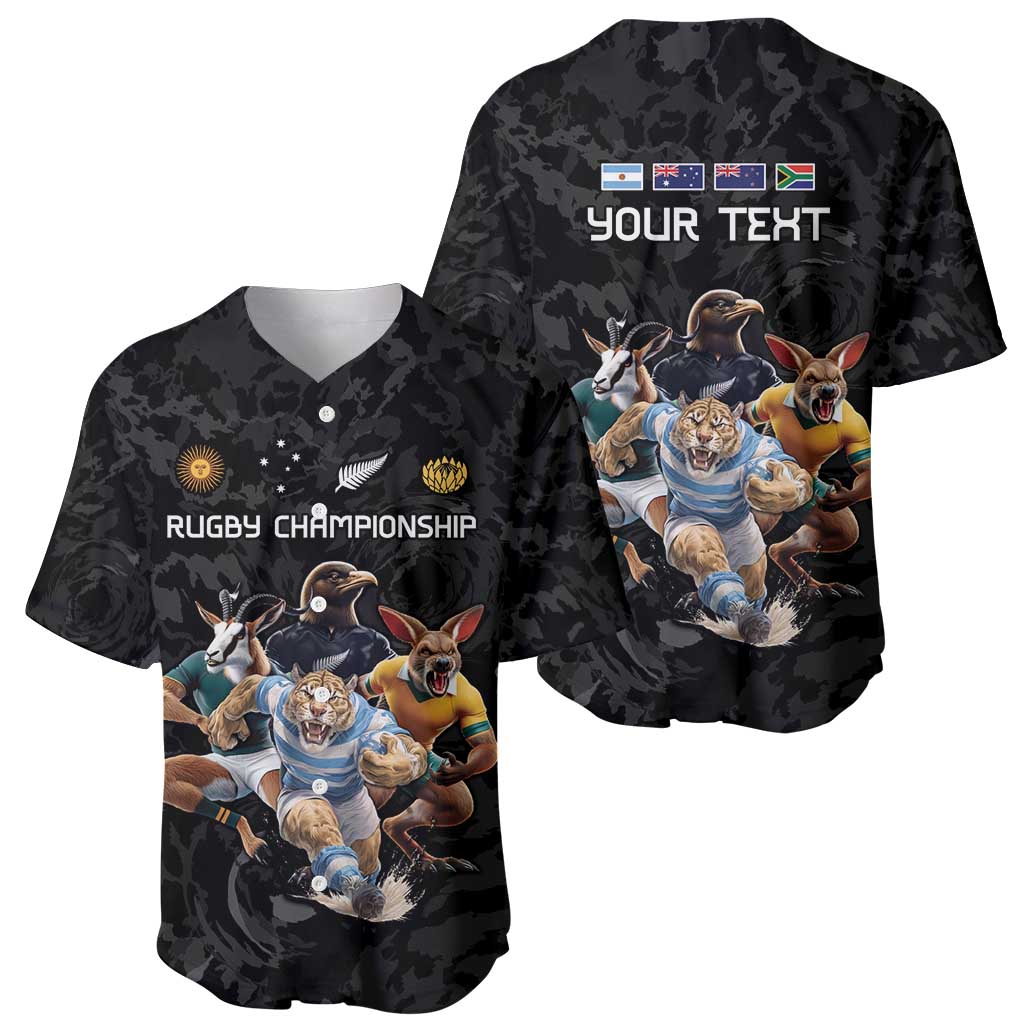 Custom Rugby Southern Hemisphere Baseball Jersey Argentina AUNZ South Africa Mascot Black - Wonder Print Shop
