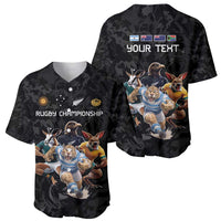 Custom Rugby Southern Hemisphere Baseball Jersey Argentina AUNZ South Africa Mascot Black - Wonder Print Shop