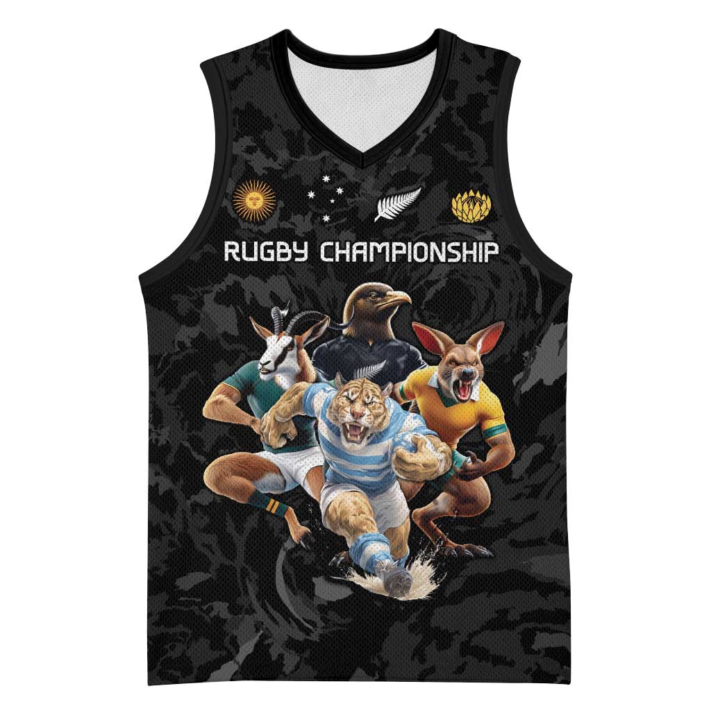 Custom Rugby Southern Hemisphere Basketball Jersey Argentina AUNZ South Africa Mascot Black - Wonder Print Shop