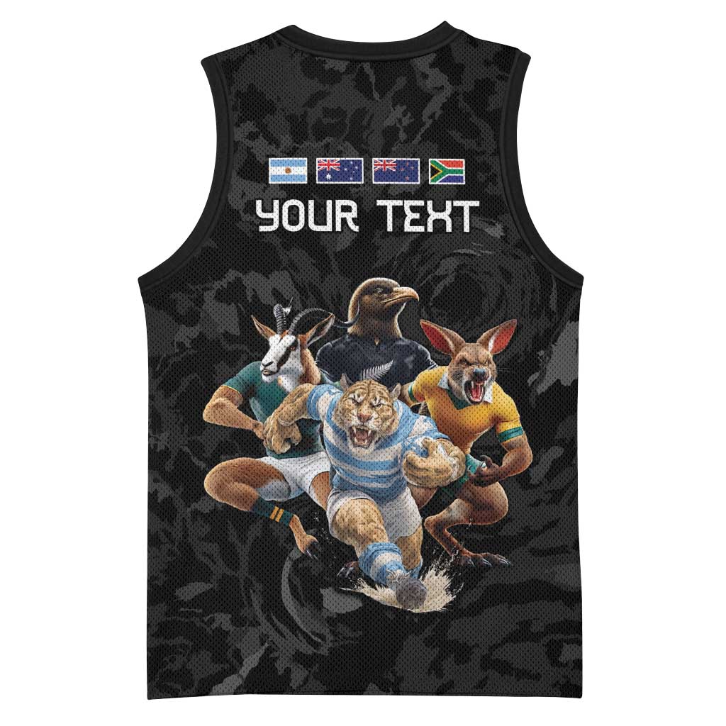 Custom Rugby Southern Hemisphere Basketball Jersey Argentina AUNZ South Africa Mascot Black - Wonder Print Shop