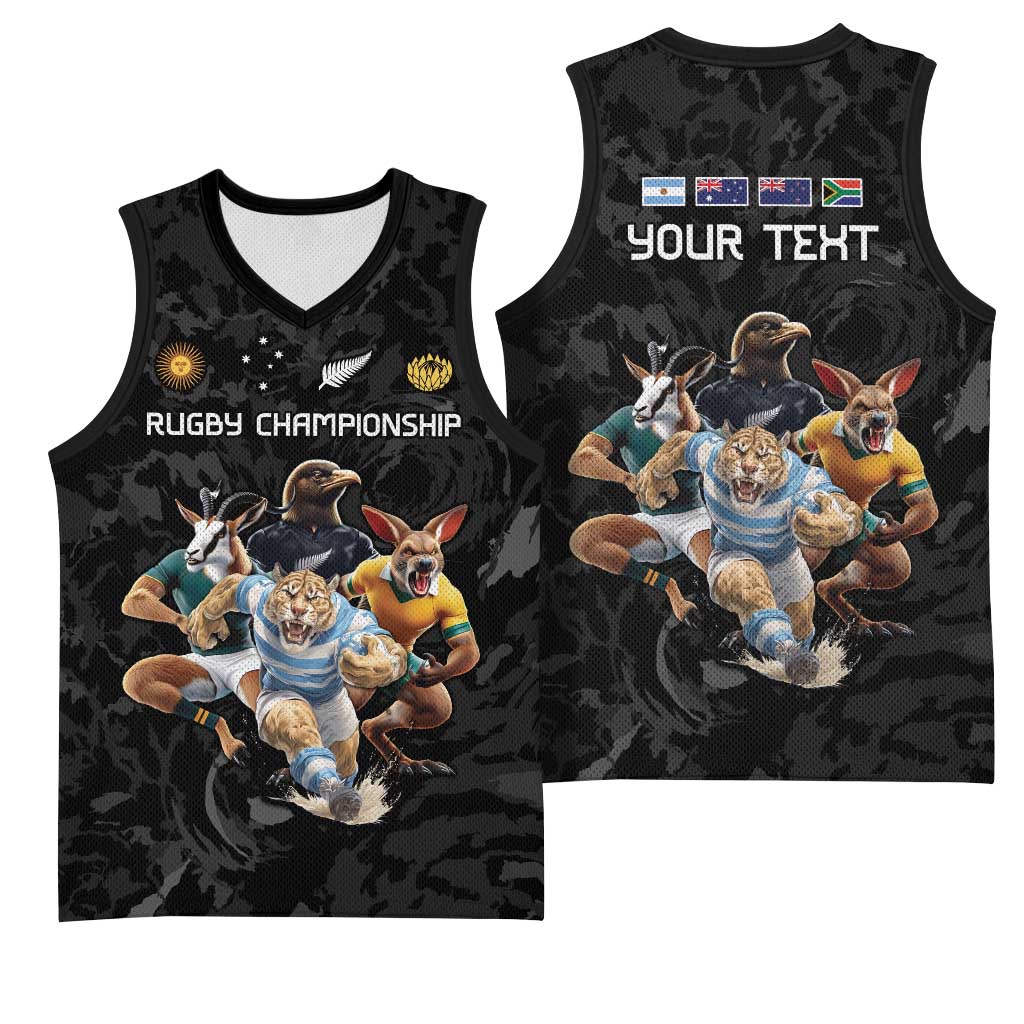 Custom Rugby Southern Hemisphere Basketball Jersey Argentina AUNZ South Africa Mascot Black - Wonder Print Shop