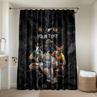 Custom Rugby Southern Hemisphere Bathroom Set Argentina AUNZ South Africa Mascot Black - Wonder Print Shop