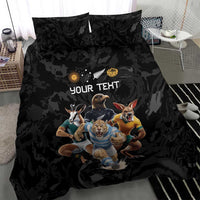 Custom Rugby Southern Hemisphere Bedding Set Argentina AUNZ South Africa Mascot Black - Wonder Print Shop