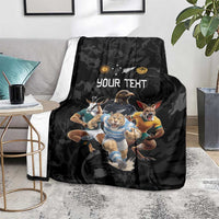 Custom Rugby Southern Hemisphere Blanket Argentina AUNZ South Africa Mascot Black - Wonder Print Shop