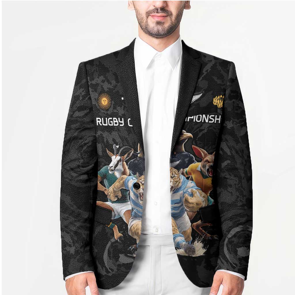 Custom Rugby Southern Hemisphere Blazer Argentina AUNZ South Africa Mascot Black - Wonder Print Shop