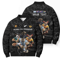 Custom Rugby Southern Hemisphere Bomber Puffer Jacket Argentina AUNZ South Africa Mascot Black - Wonder Print Shop