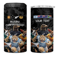 Custom Rugby Southern Hemisphere 4 in 1 Can Cooler Tumbler Argentina AUNZ South Africa Mascot Black - Wonder Print Shop