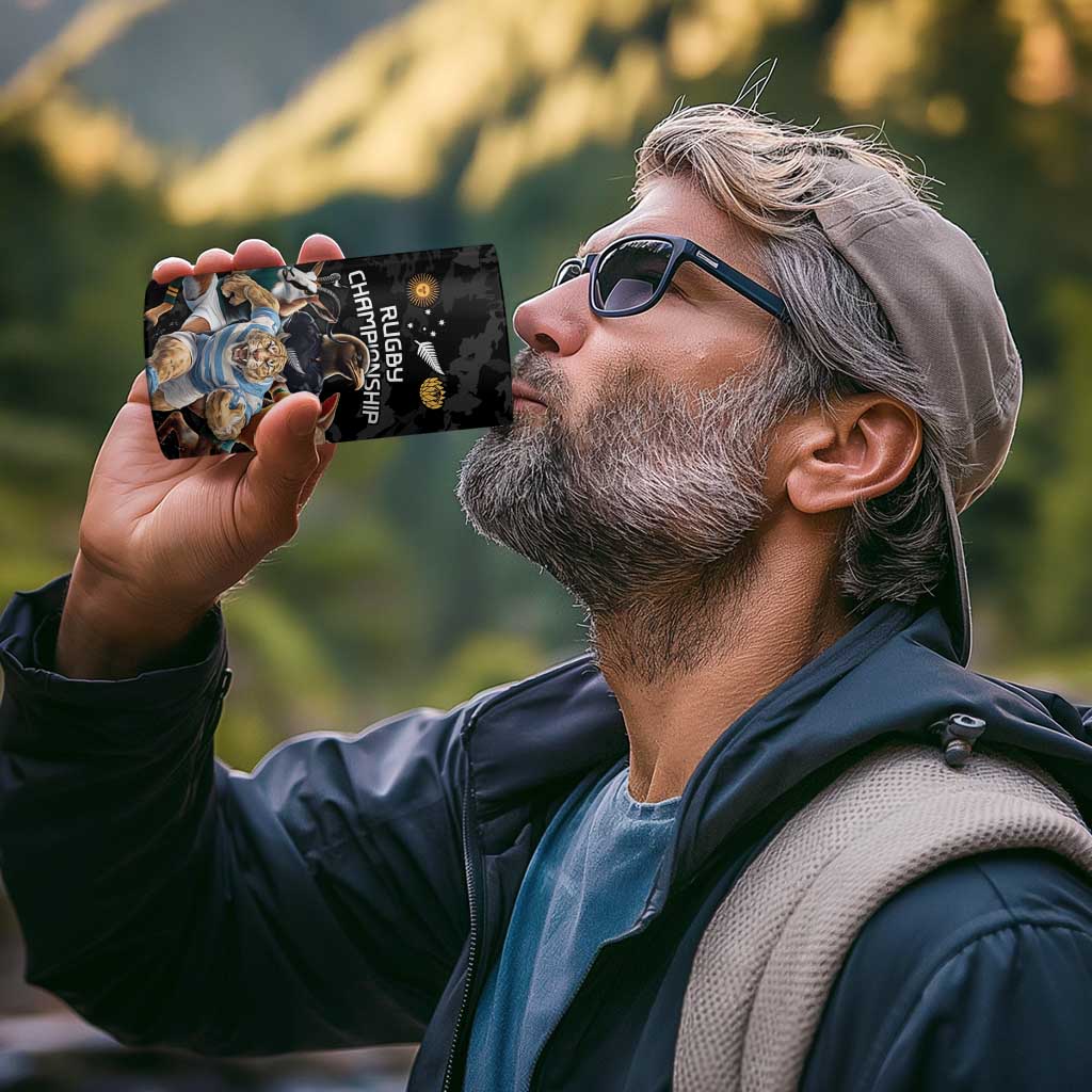 Custom Rugby Southern Hemisphere 4 in 1 Can Cooler Tumbler Argentina AUNZ South Africa Mascot Black - Wonder Print Shop