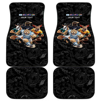 Custom Rugby Southern Hemisphere Car Mats Argentina AUNZ South Africa Mascot Black - Wonder Print Shop