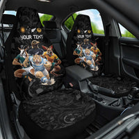 Custom Rugby Southern Hemisphere Car Seat Cover Argentina AUNZ South Africa Mascot Black - Wonder Print Shop