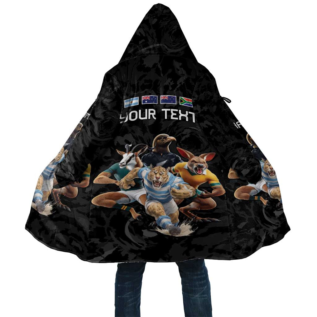 Custom Rugby Southern Hemisphere Cloak Argentina AUNZ South Africa Mascot Black - Wonder Print Shop