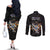 Custom Rugby Southern Hemisphere Couples Matching Off The Shoulder Long Sleeve Dress and Long Sleeve Button Shirt Argentina AUNZ South Africa Mascot Black - Wonder Print Shop