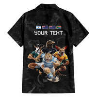 Custom Rugby Southern Hemisphere Family Matching Tank Maxi Dress and Hawaiian Shirt Argentina AUNZ South Africa Mascot Black - Wonder Print Shop