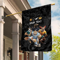 Custom Rugby Southern Hemisphere Garden Flag Argentina AUNZ South Africa Mascot Black - Wonder Print Shop
