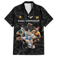 Custom Rugby Southern Hemisphere Hawaiian Shirt Argentina AUNZ South Africa Mascot Black - Wonder Print Shop