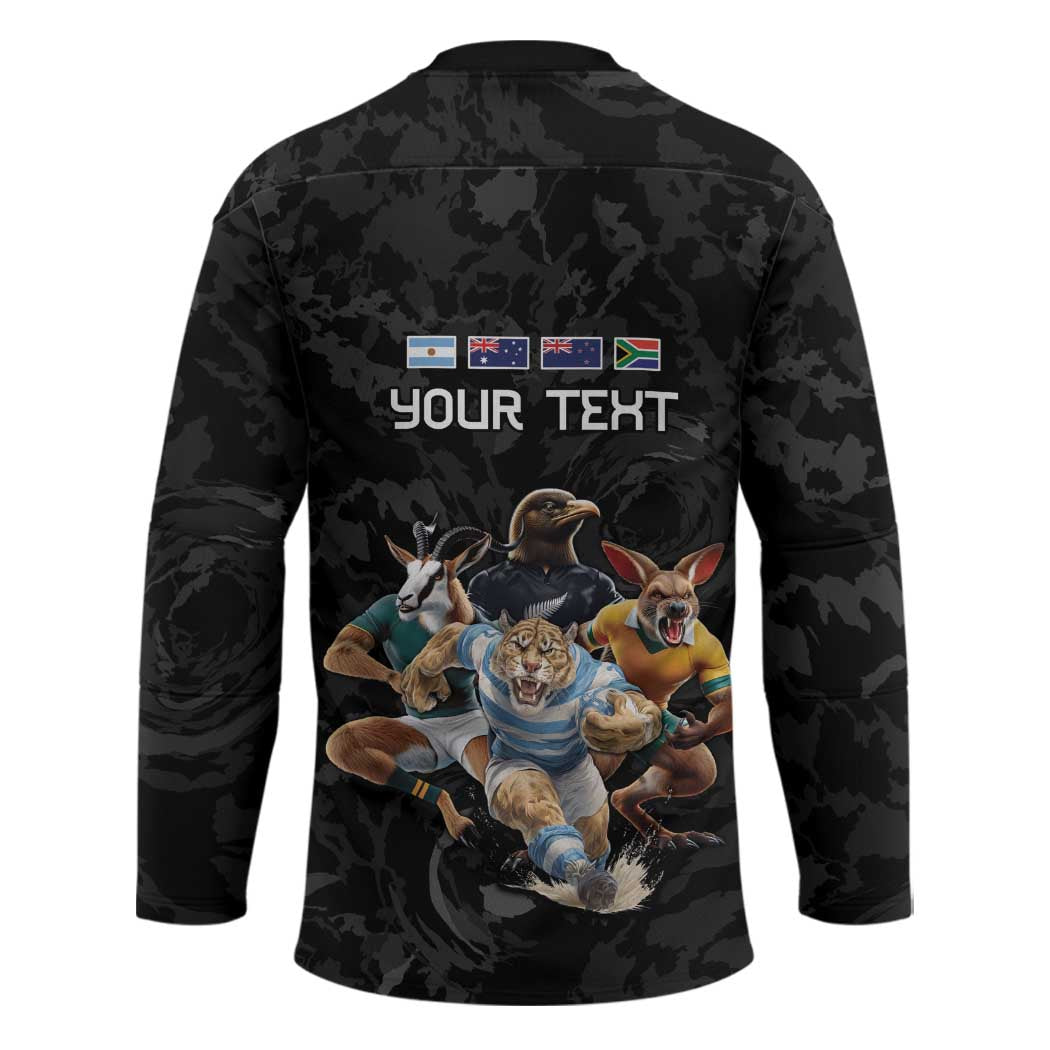Custom Rugby Southern Hemisphere Hockey Jersey Argentina AUNZ South Africa Mascot Black - Wonder Print Shop