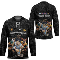 Custom Rugby Southern Hemisphere Hockey Jersey Argentina AUNZ South Africa Mascot Black - Wonder Print Shop