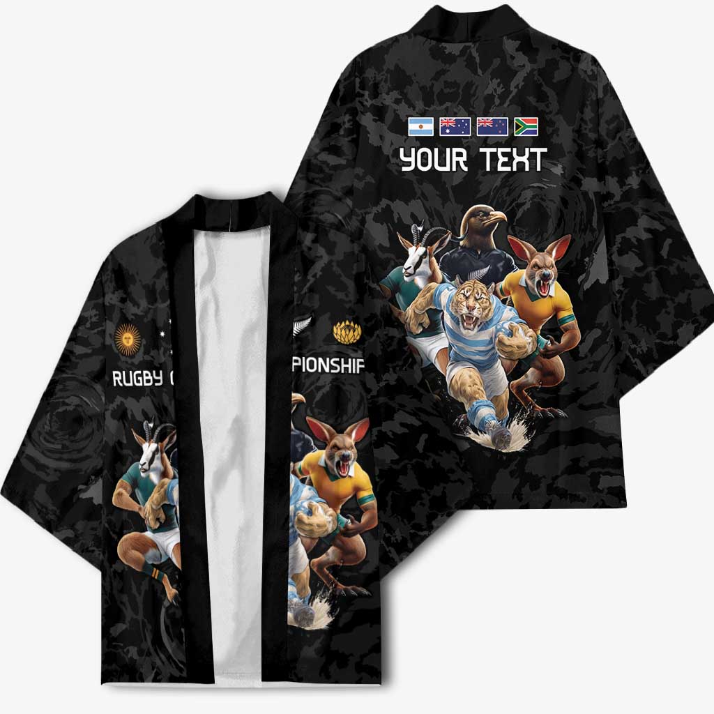 Custom Rugby Southern Hemisphere Kimono Argentina AUNZ South Africa Mascot Black - Wonder Print Shop
