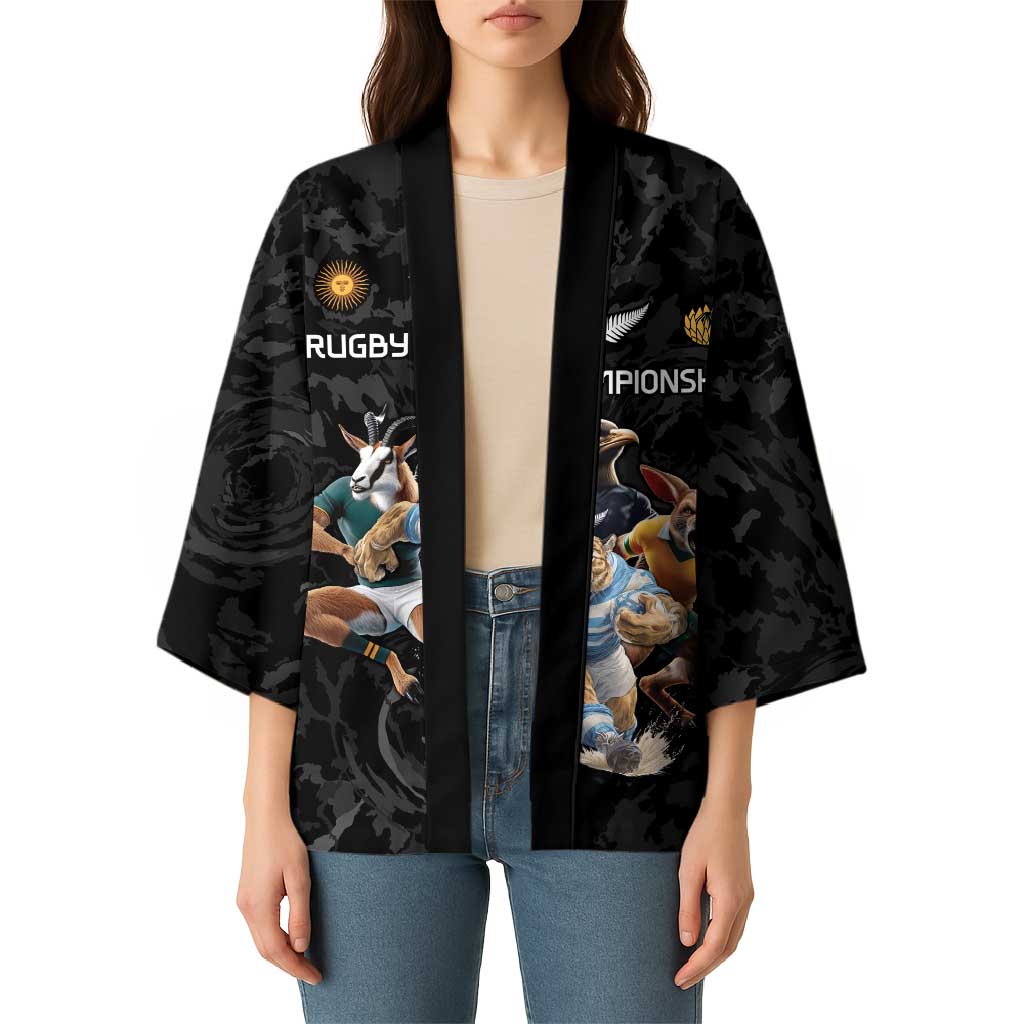 Custom Rugby Southern Hemisphere Kimono Argentina AUNZ South Africa Mascot Black - Wonder Print Shop