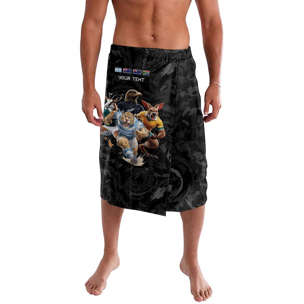 Custom Rugby Southern Hemisphere Lavalava Argentina AUNZ South Africa Mascot Black - Wonder Print Shop