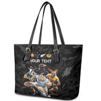 Custom Rugby Southern Hemisphere Leather Tote Bag Argentina AUNZ South Africa Mascot Black - Wonder Print Shop