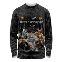 Custom Rugby Southern Hemisphere Long Sleeve Shirt Argentina AUNZ South Africa Mascot Black - Wonder Print Shop