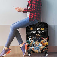 Custom Rugby Southern Hemisphere Luggage Cover Argentina AUNZ South Africa Mascot Black - Wonder Print Shop