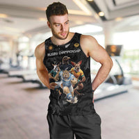 Custom Rugby Southern Hemisphere Men Tank Top Argentina AUNZ South Africa Mascot Black - Wonder Print Shop