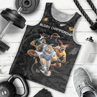 Custom Rugby Southern Hemisphere Men Tank Top Argentina AUNZ South Africa Mascot Black - Wonder Print Shop