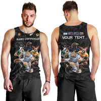 Custom Rugby Southern Hemisphere Men Tank Top Argentina AUNZ South Africa Mascot Black - Wonder Print Shop