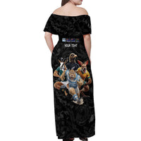 Custom Rugby Southern Hemisphere Off Shoulder Maxi Dress Argentina AUNZ South Africa Mascot Black - Wonder Print Shop
