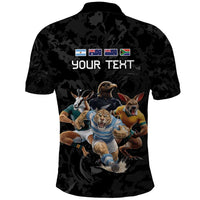Custom Rugby Southern Hemisphere Polo Shirt Argentina AUNZ South Africa Mascot Black - Wonder Print Shop