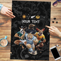 Custom Rugby Southern Hemisphere Puzzle Argentina AUNZ South Africa Mascot Black - Wonder Print Shop
